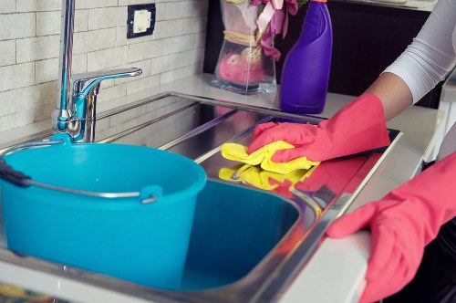 Protective gloves and footwear used during carpet cleaning service